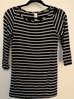 Yala Black and White Striped Long Sleeve Tee